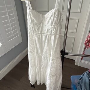 Astr White Lace Midi Dress